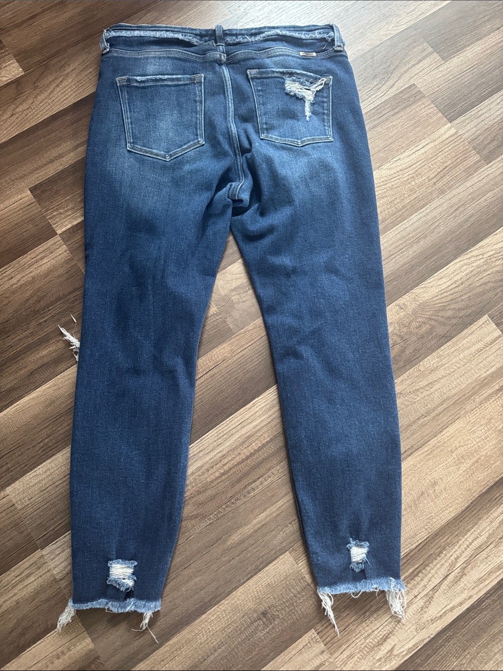 KanCan Dark Blue Distressed Boyfriend Jeans with Button Fly - Picture 6 of 7